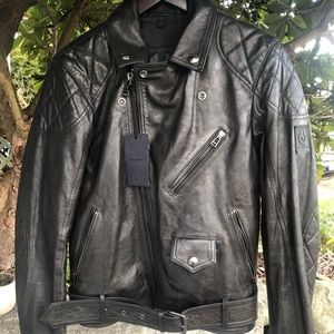 NWT Belstaff Arlingham Leather Printed Bike Jacket